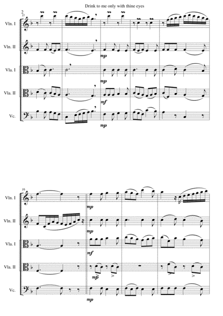 Drink To Me Only With Thine Eyes For String Quintet With 2 Violas Page 2