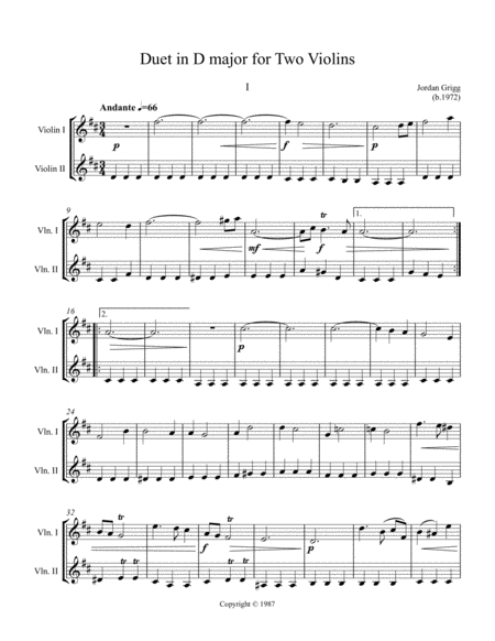 Duet In D Major For Two Violins Page 2
