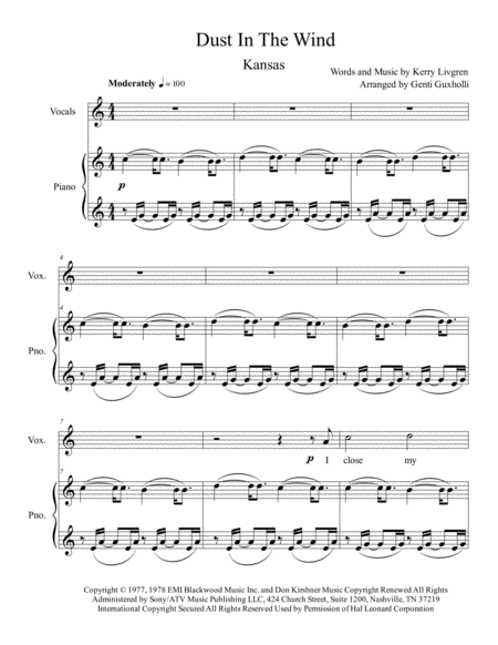 Dust In The Wind Piano Vocal Page 2