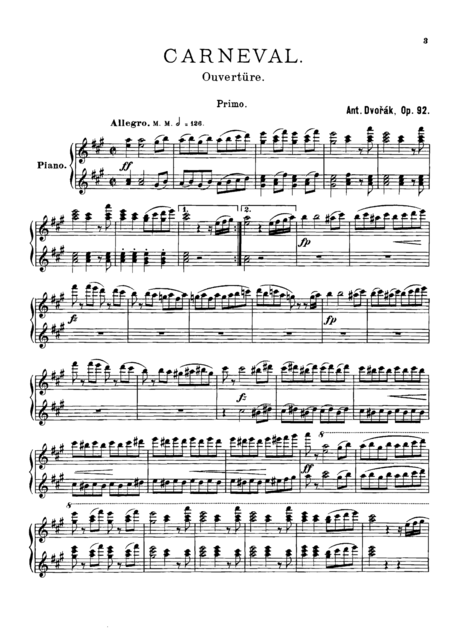 Dvorak Carnival Overture For Piano Duet 1 Piano 4 Hands Pd802 Page 2