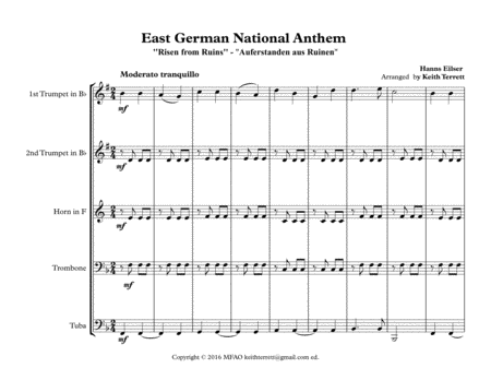 East German National Anthem Risen From Ruins Auferstanden Aus Ruinen For Brass Quintet Page 2