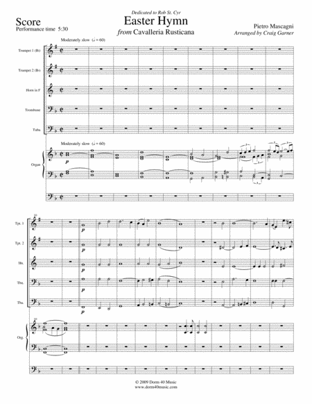 Easter Hymn From Cavalleria Rusticana For Brass Quintet And Organ Page 2