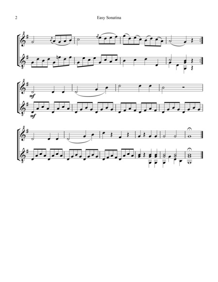 Easy Sonatina For Descant Recorder And Guitar Page 2