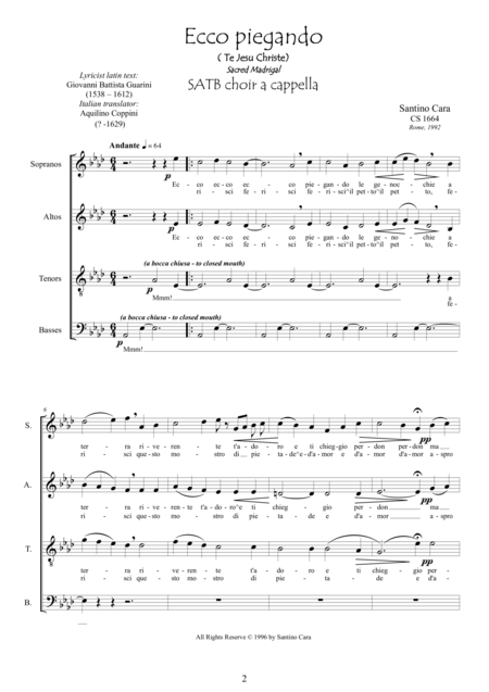 Ecco Piegando Sacred Madrigal For Satb Choir A Cappella Page 2