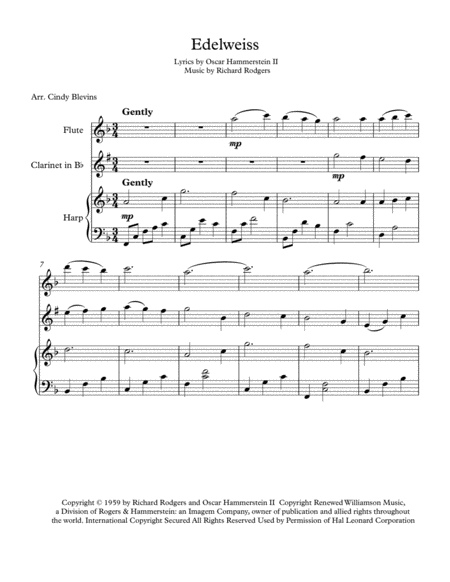 Edelweiss Arranged For Harp Flute And Bb Clarinet Page 2