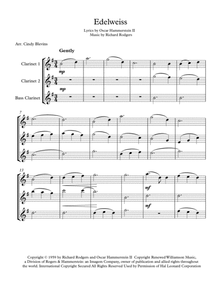 Edelweiss For Two Clarinets And Bass Clarinet Page 2