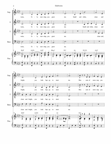 Edelweiss For Vocal Quartet Satb Page 2