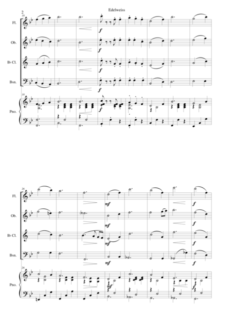 Edelweiss For Wind Quartet And Piano Page 2