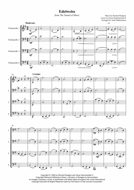 Edelweiss From The Sound Of Music Cello Quartet Page 2