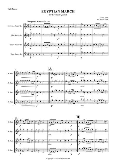 Egyptian March For Recorder Quartet Satb Page 2