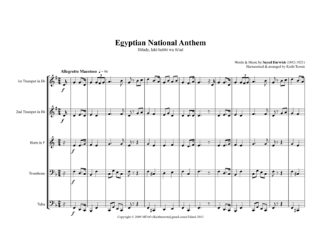 Egyptian National Anthem Bilady Laki Hubbi Wa Fu Ad For Brass Quintet Page 2