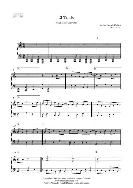 El Tambo Bambuco For Piano Latin Folk Music Page 2