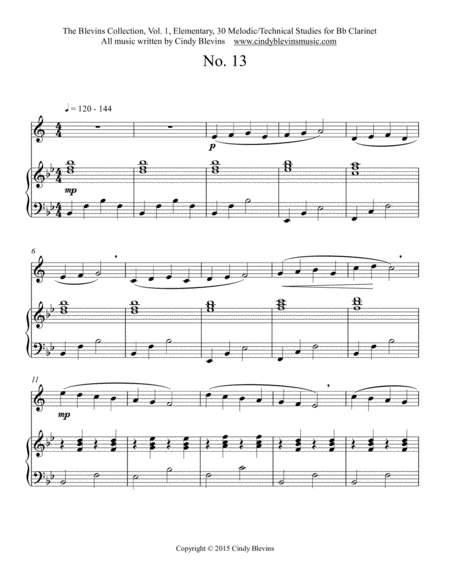 Elementary Clarinet Study 13 From The Blevins Collection Melodic Technical Studies For Bb Clarinet Page 2