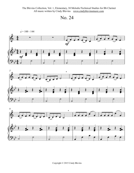 Elementary Clarinet Study 24 From The Blevins Collection Melodic Technical Studies For Bb Clarinet Page 2