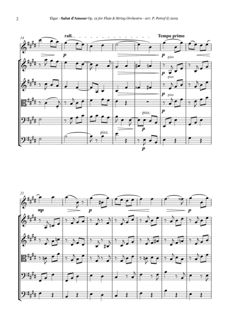 Elgar Salut D Amour For Flute And String Orchestra Score And Parts Page 2