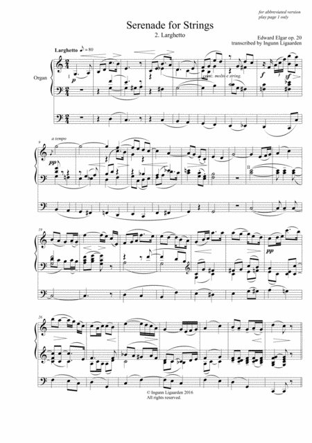 Elgar Serenade For Strings Complete For Organ Solo Page 2