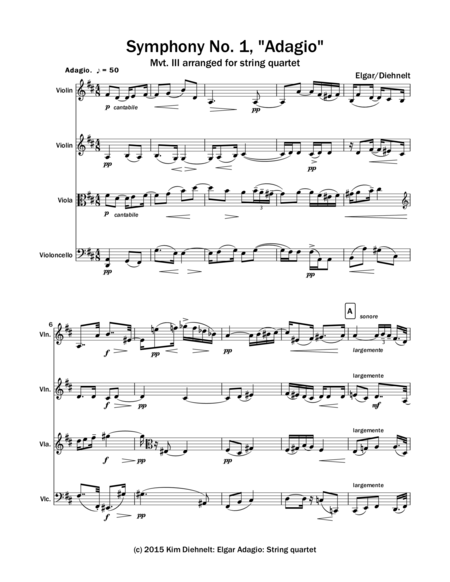Elgar Symphony No 1 Adagio For String Quartet Score Page 2