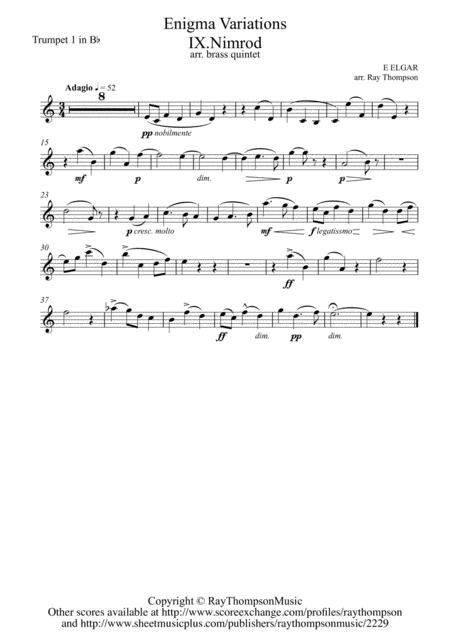 Elgar Variation Ix Nimrod From Enigma Variations Op 36 Brass Quintet Page 2