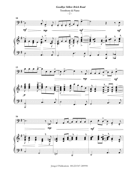 Elton John Goodbye Yellow Brick Road For Trombone Piano Page 2