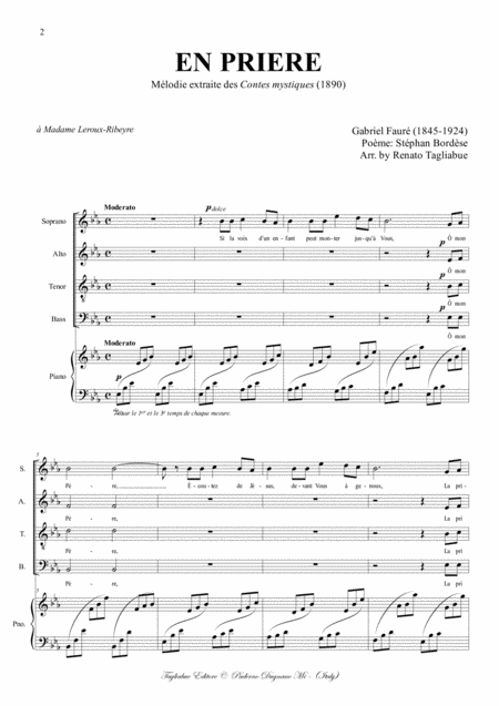 En Priere G Faur Arr For Satb Choir And Piano Page 2