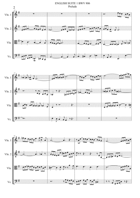 English Suite Prelude String Quartet Page 2