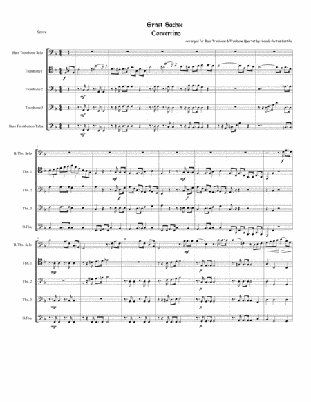 Ernst Sachse Concertino For Bass Trombone Trombone Quartet Page 2