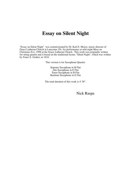 Essay On Silent Night Saxophone Quartet Page 2