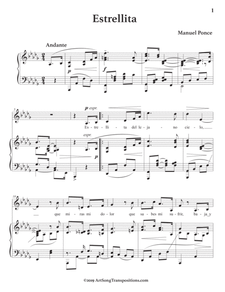 Estrellita Transposed To D Flat Major Page 2