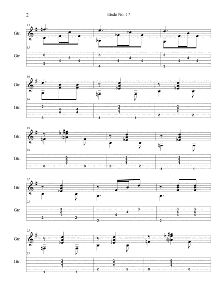 Etude No 17 For Guitar By Neal Fitzpatrick Tablature Edition Page 2