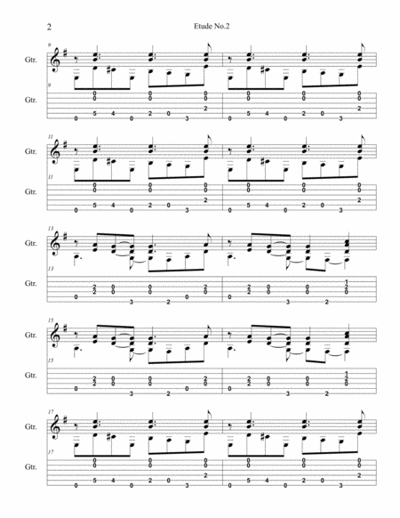 Etude No 2 For Guitar By Neal Fitzpatrick Tablature Edition Page 2