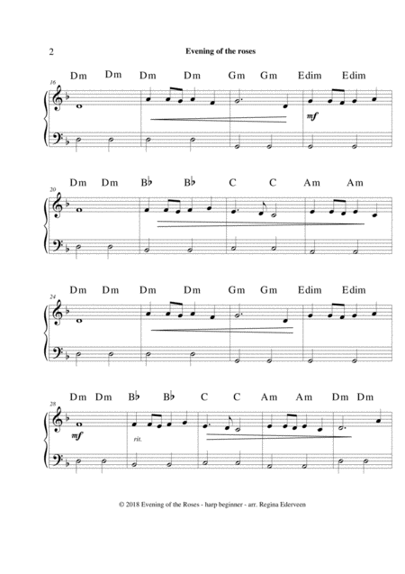 Evening Of The Roses Harp Beginner Page 2