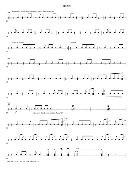 Every Day I Have The Blues Arr Kirby Shaw Drums Page 2