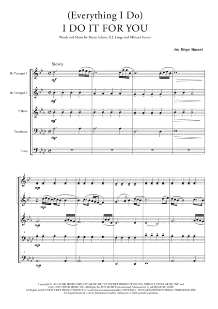 Everything I Do I Do It For You For Brass Quintet Page 2