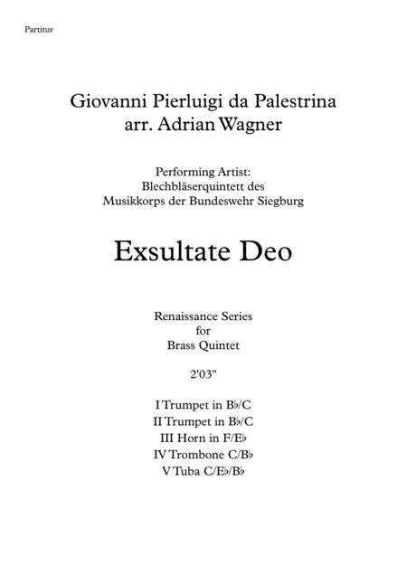 Exsultate Deo Giovanni Pierluigi Da Palestrina Brass Quintet Arr Adrian Wagner Page 2