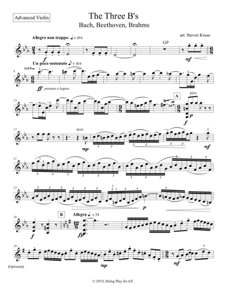 Extra Parts For The Three Bs Bach Beethoven Brahms For Multi Level String Ensemble Page 2