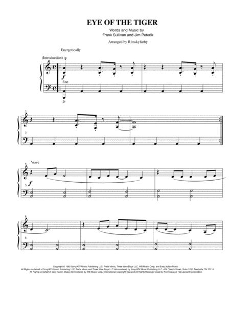 Eye Of The Tiger For Easy Piano Page 2