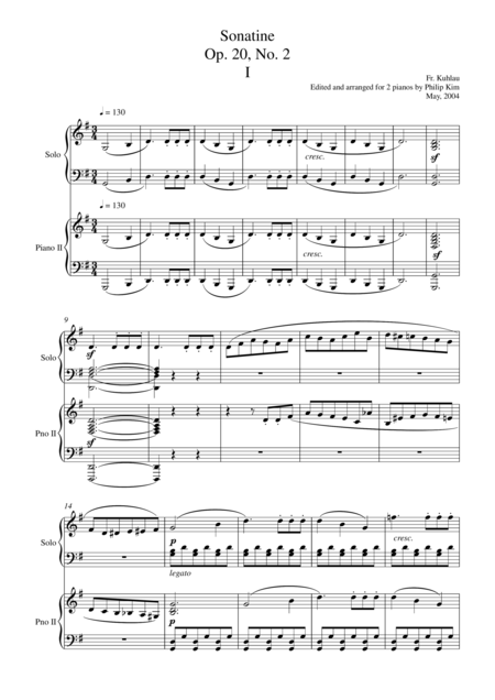 F Kuhlau Sonatine Op 20 No 2 First Movements For 2 Pianos Page 2