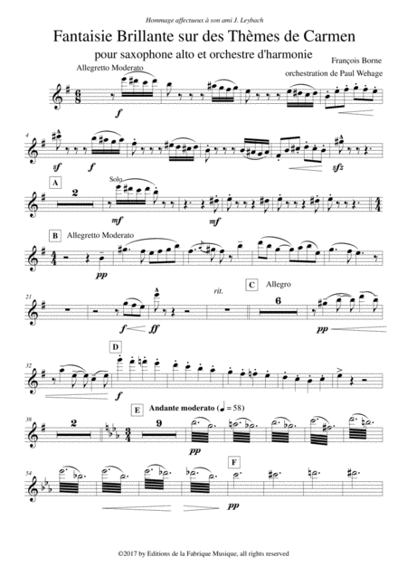 Fantaisie Brillante Sur Des Thmes De Carmen For Alto Saxophone And Concert Band Flute 1 Part Page 2