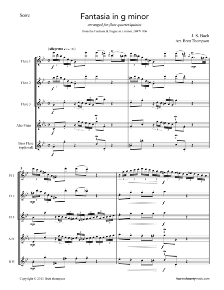 Fantasia In G Minor Bwv 906 Arranged For Flute Quartet Or Quintet Page 2