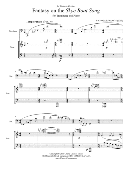 Fantasy Of The Skye Boat Song For Trombone And Piano Page 2