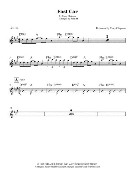 Fast Car Lead Sheet By Tracy Chapman Page 2