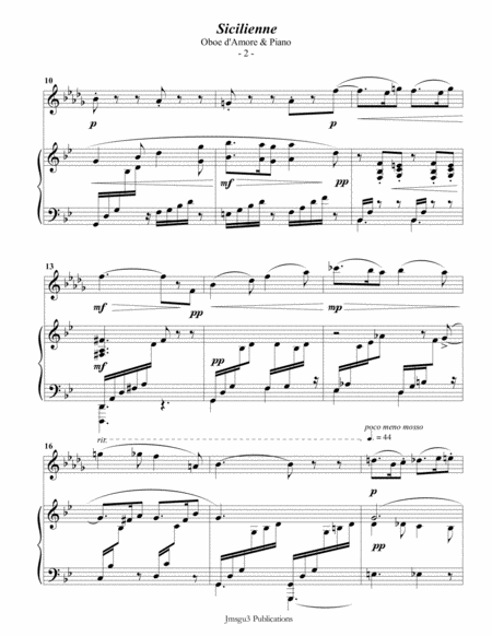 Faur Sicilienne For Oboe D Amore Piano Page 2