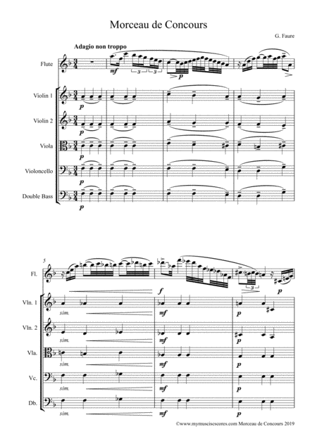 Faure Morceau De Concours For Flute And String Orchestra Page 2