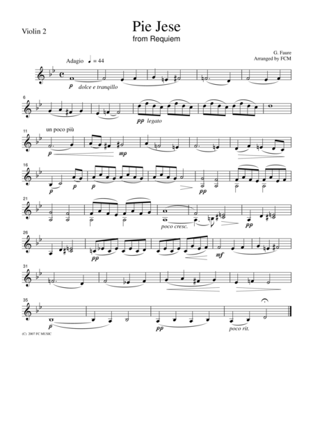 Faure Pie Jese From Requiem For String Quartet Cf105 Page 2