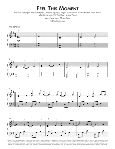 Feel This Moment Intermediate Piano Page 2