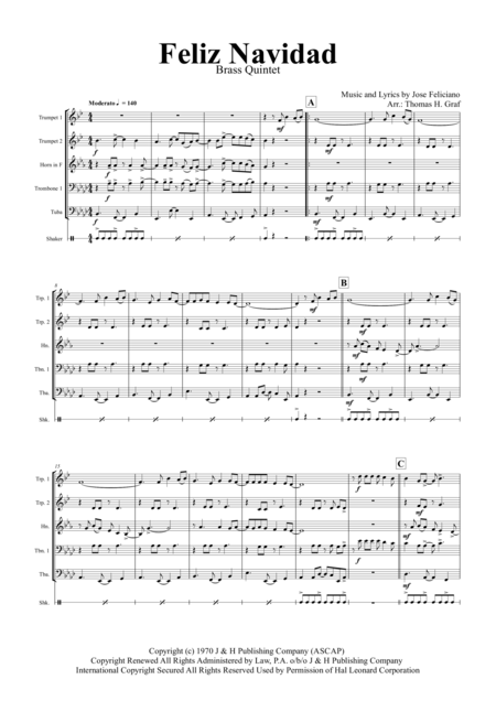 Feliz Navidad Christmas Classic Brass Quintet Page 2