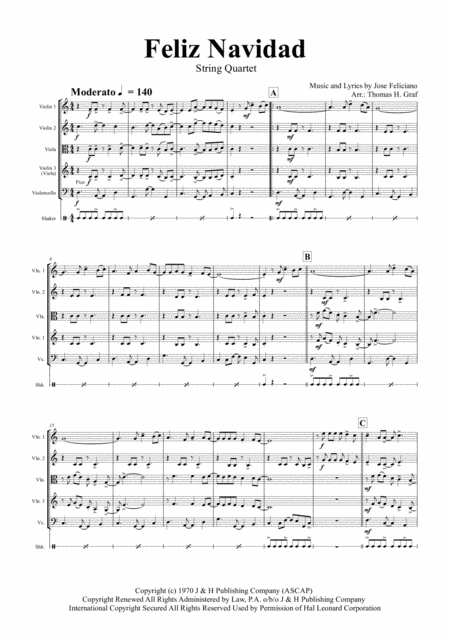 Feliz Navidad Christmas Classic String Quartet Page 2