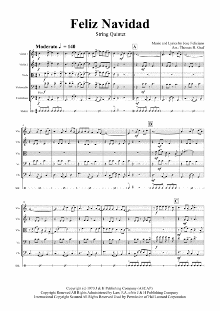 Feliz Navidad Christmas Classic String Quintet Page 2