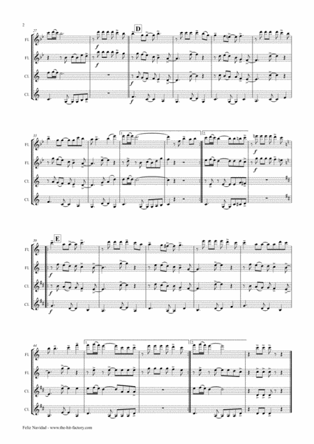 Feliz Navidad Christmas Classic Wind Quartet Page 2