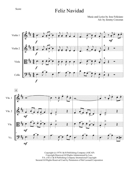 Feliz Navidad For String Quartet Page 2